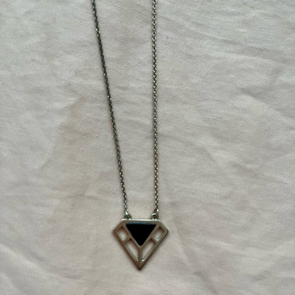 ANN TAYLOR LOFT Black Gold Diamond Necklace